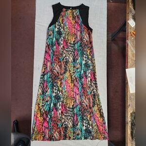 Anthony Richards Neon Multicolor Maxi Dress V-Neck Women’s Size 0LP (A8)